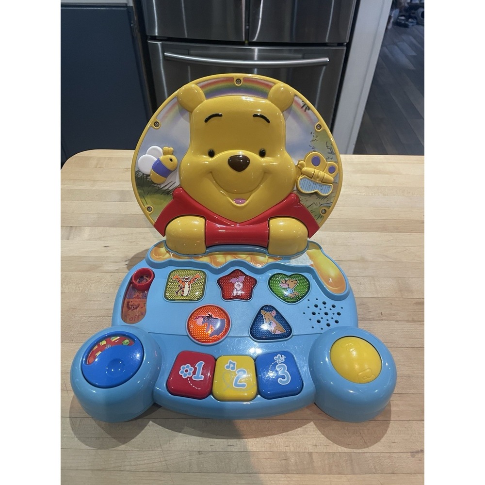 Vtg Disney Winnie The Pooh VTech Play & Learn Laptop Lights Games Toy